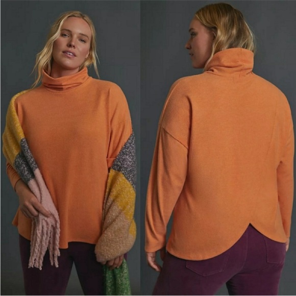 Anthropologie Sweaters - Anthropologie Eri + Ali Trina Tulip-Back Top Orange Plus 2X